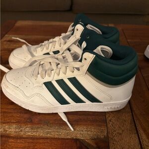 Adidas Kids White & Forest Green High-Top Sneakers
